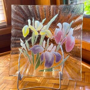 Hand painted serving plate with flowers, lovely!